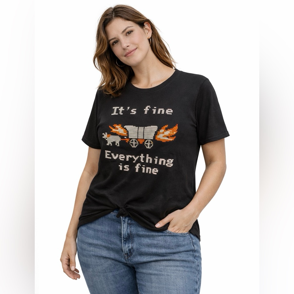 Nwot! Nintendo The Oregon Trail Everything Is Fine Tshirt